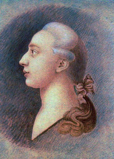 贾科莫-卡萨诺瓦(1725-1798)的肖像 - par Francesco Giuseppe Casanova (1727-1802), 约1750年 - Sanguine, 纸上黑白粉笔 - 国家历史博物馆, 莫斯科 作者 弗朗切斯科·朱塞佩·卡萨诺瓦（Francesco Giuseppe Casanova）