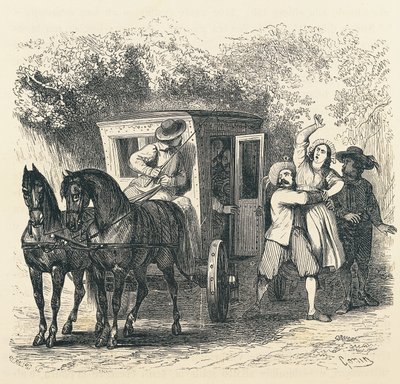 绑架露西，《未婚妻》中的情节，作者亚历山德罗-曼佐尼（1785-1873），弗朗西斯科-戈宁（1808-1889）为1840年版绘制的插图 作者 弗朗切斯科·戈宁（Francesco Gonin）