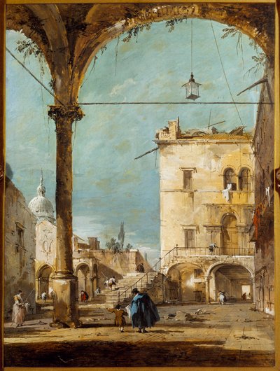 Francesco Guardi (1712-1793) 18 世纪巴黎，Musee Jacquemart Andre 绘画威尼斯的门廊 作者 弗朗切斯科·瓜迪（Francesco Guardi）