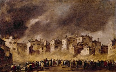 1790年在San Marcuola的油库发生火灾 作者 弗朗切斯科·瓜迪（Francesco Guardi）