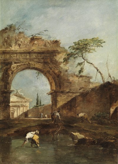 风景-随想曲，约1780年 作者 弗朗切斯科·瓜迪（Francesco Guardi）