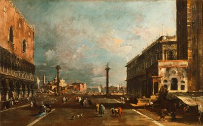 朝向圣乔治的小圣马可广场，威尼斯，弗朗西斯科·瓜迪 (Francesco Guardi)（1712-1793），布面油画，45x72 厘米 作者 弗朗切斯科·瓜迪（Francesco Guardi）