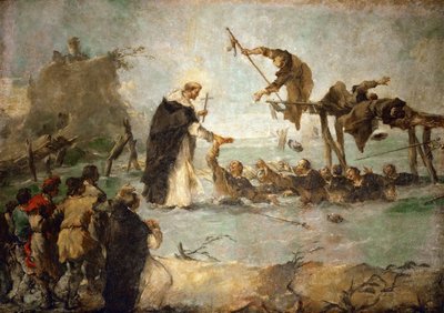 多米尼加圣人的奇迹 - 多米尼加圣人的奇迹 (Saint Goncalo de Amarante?) - Francesco Guardi (1712-1793)。 布面油画 作者 弗朗切斯科·瓜迪（Francesco Guardi）