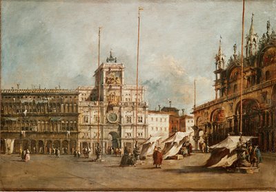 威尼斯圣马可，带钟楼（布面油画） 作者 弗朗切斯科·瓜迪（Francesco Guardi）