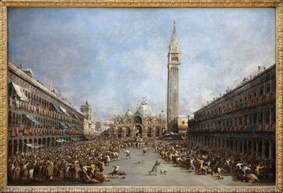 威尼斯的战线在他选举到圣马克广场（San Marco）之后的船员（圣马克和钟楼大教堂），由Francesco Guardi（1712-1792）的油画。 摄影，KIM Youngtae，格勒诺布尔，格勒诺布尔博物馆。 作者 弗朗切斯科·瓜迪（Francesco Guardi）