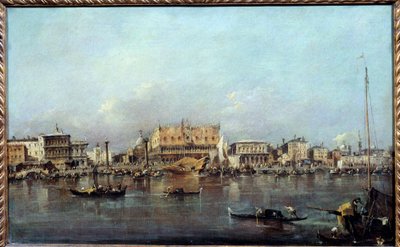 从海上看到的总督宫 Francesco Guardi (1712-1793) 18 世纪太阳绘画。 0,42x0,68m。 作者 弗朗切斯科·瓜迪（Francesco Guardi）