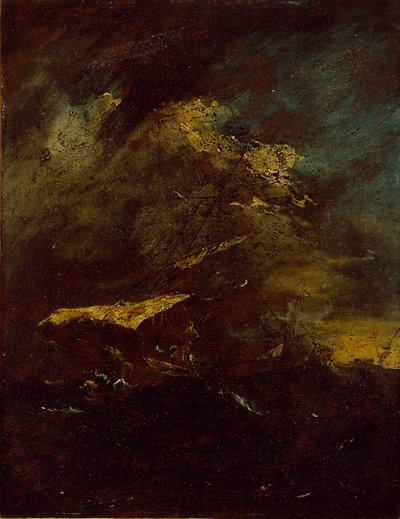 暴风雨中的两艘船，18世纪 作者 弗朗切斯科·瓜迪（Francesco Guardi）