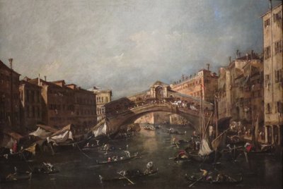 从大运河眺望威尼斯里亚托广场 作者 弗朗切斯科·瓜迪（Francesco Guardi）