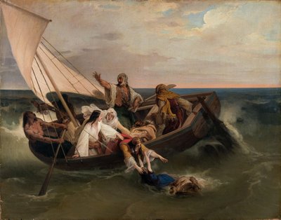 带有希腊逃亡者的船，1834年。 作者 Francesco Hayez