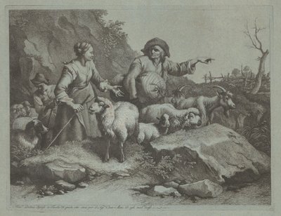 拿着麻袋的农民和两个牧羊女，1765年后。 作者 弗朗切斯科·伦敦尼奥（Francesco Londonio）