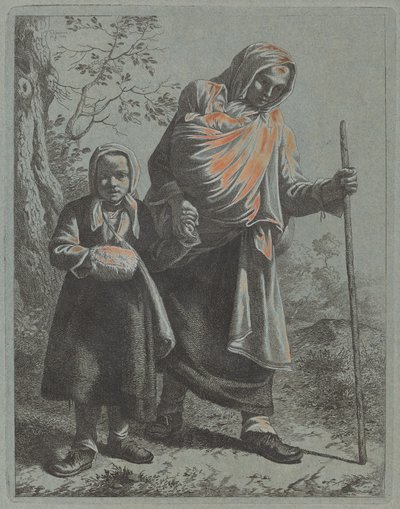 带着婴儿和小女孩的农妇，17601764。 作者 弗朗切斯科·伦敦尼奥（Francesco Londonio）