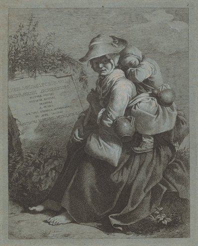 坐着的农妇和睡着的孩子，17581759。 作者 弗朗切斯科·伦敦尼奥（Francesco Londonio）
