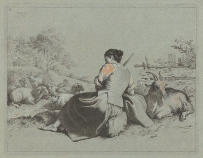 坐着的牧羊女，1762年。 作者 弗朗切斯科·伦敦尼奥（Francesco Londonio）