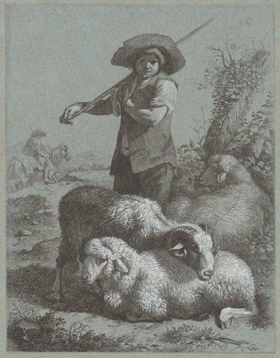 牧羊少年与羊群，1764年。 作者 弗朗切斯科·伦敦尼奥（Francesco Londonio）
