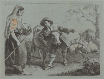 牧羊人为女牧羊人指明方向，1762年。 作者 弗朗切斯科·伦敦尼奥（Francesco Londonio）