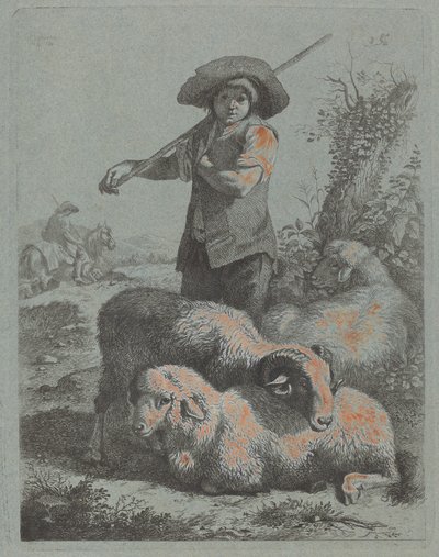 站立的牧羊人，1760年。 作者 弗朗切斯科·伦敦尼奥（Francesco Londonio）