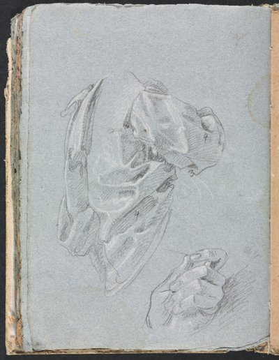 维罗纳素描本：窗帘研究，左手第86页，1760。 作者 弗朗切斯科·洛伦兹（Francesco Lorenzi）