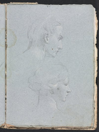 维罗纳素描本：两个头像，第85页，1760年。 作者 弗朗切斯科·洛伦兹（Francesco Lorenzi）