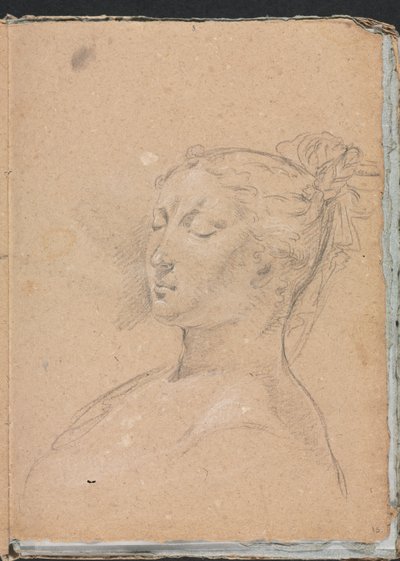 维罗纳写生簿：《闭着眼睛的女人》，1760年第15页。 作者 弗朗切斯科·洛伦兹（Francesco Lorenzi）