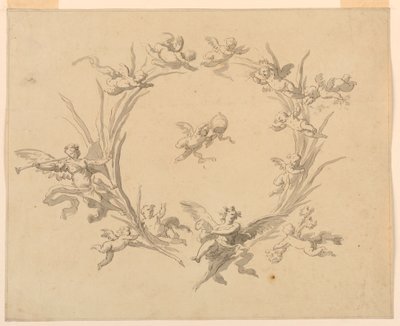 素描，壁画装饰研究，奎里纳尔宫，罗马，1815-16 年 作者 弗朗切斯科·曼诺（Francesco Manno）