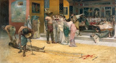 庞贝城晚餐期间的角斗士 作者 Francesco Netti