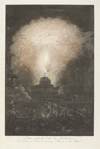圣天使城堡的芝兰朵拉
圣天使城堡的焰火
Fueco Artificale detto la Girandola（物体上的标题） 作者 路易·简·德斯普雷斯