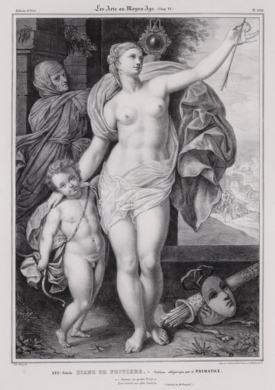 Allegorical painting of Diane de Poitiers, mistress of King Henry II of France (litho) 作者 弗朗切斯科·普里马蒂奇奥