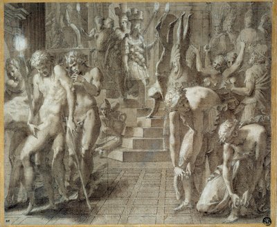 波斯波利斯的化妆舞会。弗朗西斯科-普里马蒂奇奥（Francesco Primaticcio）的绘画作品，被称为《普里马蒂奇》（1504-1570）。 作者 弗朗切斯科·普里马蒂奇奥
