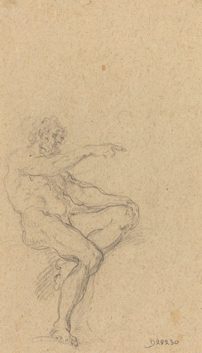 一个坐着的裸体男人指向右边 作者 弗朗切斯科·索利米娜（Francesco Solimena）