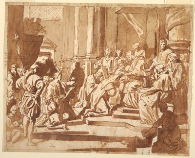 克莱门特十一世授予其侄女为修女 作者 弗朗切斯科·索利米娜（Francesco Solimena）