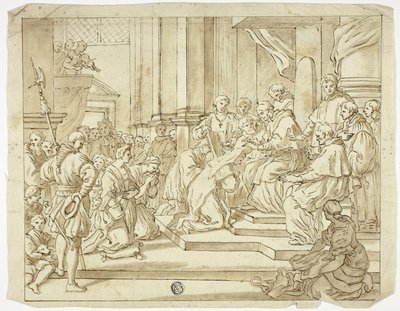 教皇为修女祈福 作者 弗朗切斯科·索利米娜（Francesco Solimena）
