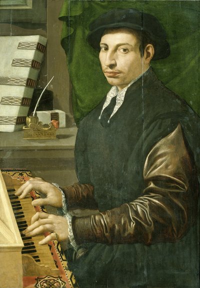 一个演奏维金纳琴的男人的肖像 作者 Zacchia di Antonio da Vezzano（拒绝归属）
