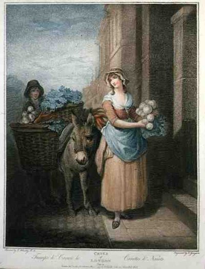 "Turnips and Carrots Ho"，《The Cries of London》第13版，由Thomas Gaugain（1748-1812）雕刻，由Colnaghi & Co.出版。 作者 弗朗西斯（仿照）惠特利