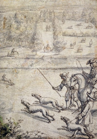 追逐野兔，向理查德·布洛姆（Richard Blome）的“绅士娱乐”酒吧插画。 1686（钢笔和墨水在纸上洗涤） 作者 弗朗西斯·巴洛