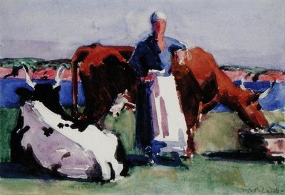 牛奶女孩，艾欧娜（纸上水彩画） 作者 弗朗西斯·坎贝尔·布瓦洛·卡德尔