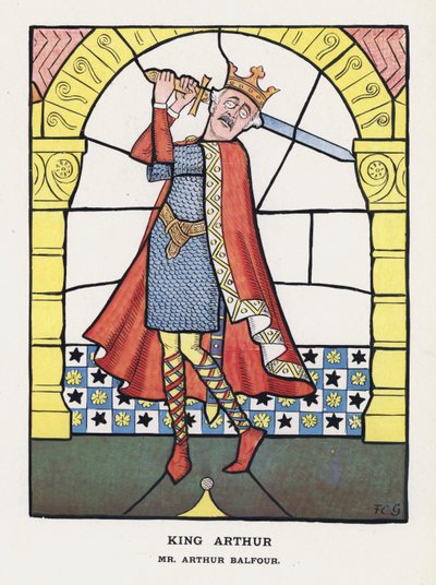 亚瑟王，亚瑟·贝尔福先生（彩色石版画） 作者 弗朗西斯·卡鲁瑟斯·古尔德