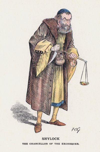 夏洛克，财政大臣（彩色石版画） 作者 弗朗西斯·卡鲁瑟斯·古尔德