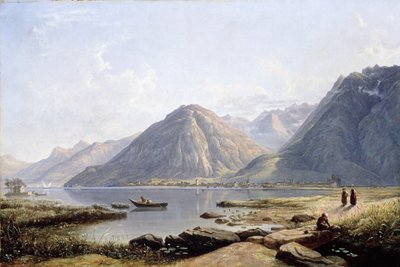 日内瓦湖和维伦纽夫镇的景色，1836年 作者 弗朗西斯·丹比