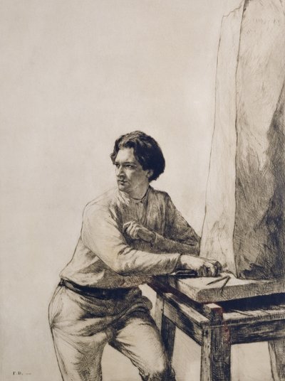雅各布-爱泼斯坦（1880-1959 年）肖像 1909 年（深棕色墨水干点蚀刻版画） 作者 弗朗西斯·多德