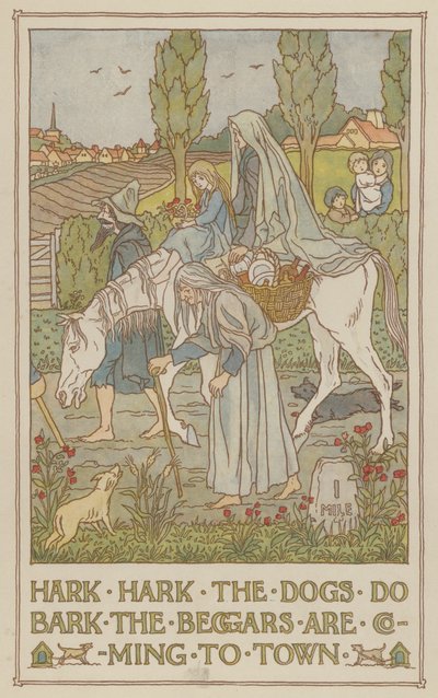 Hark hark the dogs do bark the beggars are coming to town (colour litho) 作者 弗朗西斯·唐金·贝德福德