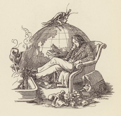 查尔斯-狄更斯为《炉灶上的蟋蟀》绘制的插图（彩色石版画） 作者 弗朗西斯·唐金·贝德福德