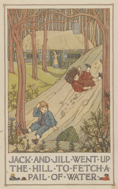 杰克和吉尔上山打了一桶水（彩色石版画） 作者 弗朗西斯·唐金·贝德福德