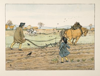 耕作者》，选自《4 and Twenty Toilers》，1900 年出版（彩色石版印刷）。1900 年（彩色印刷版） 作者 弗朗西斯·唐金·贝德福德