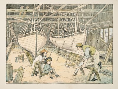 造船者》，选自《4 and Twenty Toilers》，1900 年出版（彩色石版印刷）。1900 年（彩色石印） 作者 弗朗西斯·唐金·贝德福德