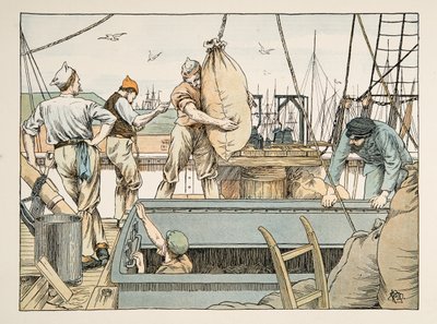 装卸工》，选自《Four and Twenty Toilers》，1900 年出版。1900 年（彩色石印） 作者 弗朗西斯·唐金·贝德福德