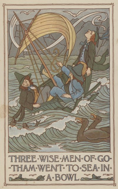 哥谭三贤装碗出海（彩色石版画） 作者 弗朗西斯·唐金·贝德福德