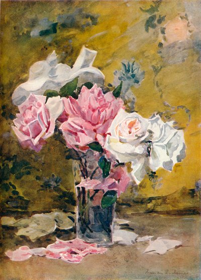 玫瑰与锦缎》，约19世纪 作者 弗朗西斯·爱德华·詹姆斯