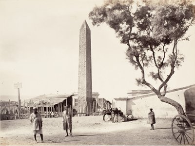 埃及方尖碑，克利奥帕特拉之针，位于埃及亚历山大市，约1870年。 作者 Francis Frith