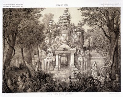 吴哥城之门，约。 1870 年 - 弗朗西斯·加尼尔·帕里斯 (Francis Garnier Paris) 在“1866-1868 年印度支那探险之旅”中 作者 弗朗西斯·卡尼尔（Francis Garnier）