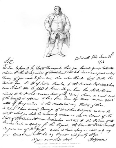 弗朗西斯·格罗斯的信和肖像，1772年，1840年。 作者 弗朗西斯·格罗斯